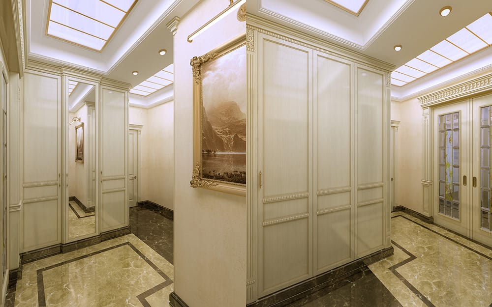 Коридор с функциональными шкафами, квартира в центре Москвы