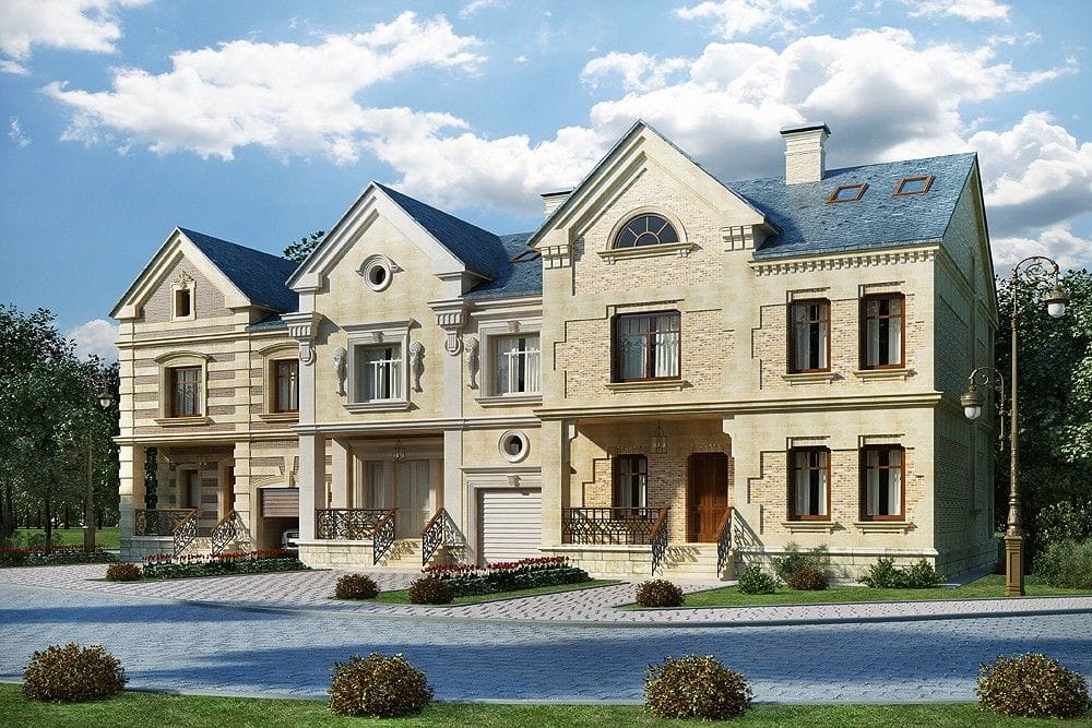 Фасад таунхауса, французская классика