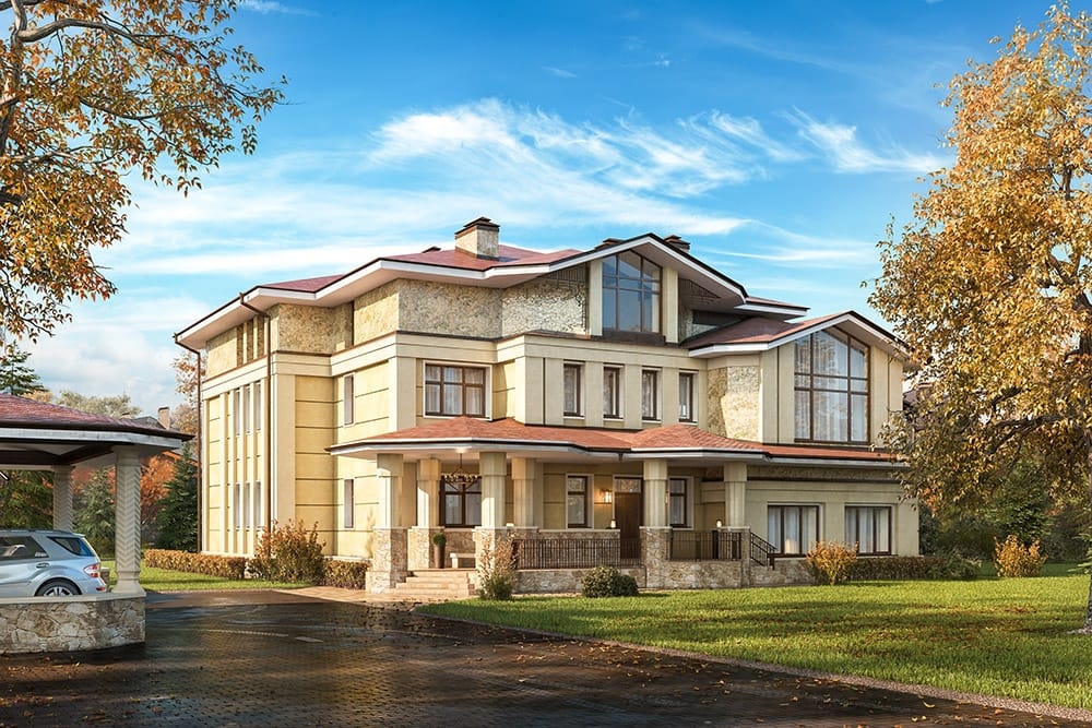 Главный фасад с парадным крыльцом