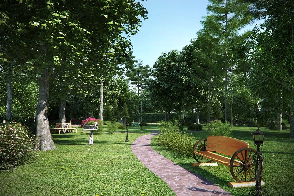 Ландшафт на участке загородного дома